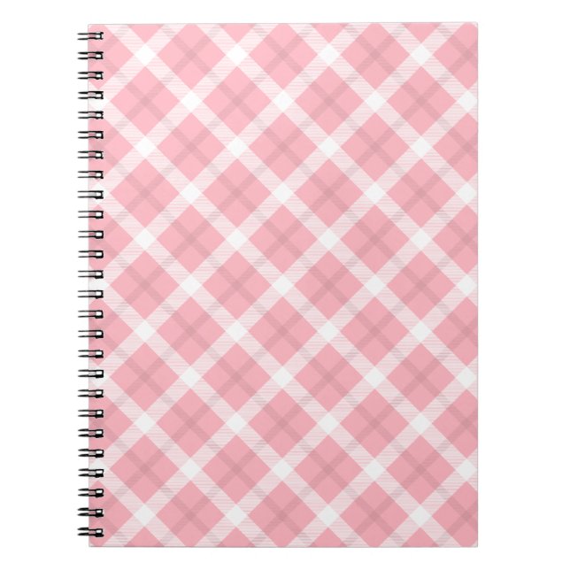 Cuaderno Patrón De Tartán Rosa Y Blanco (Frente)