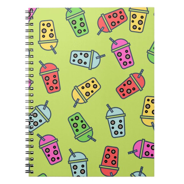 Cuaderno Patrón de té de burbujas Boba (Frente)