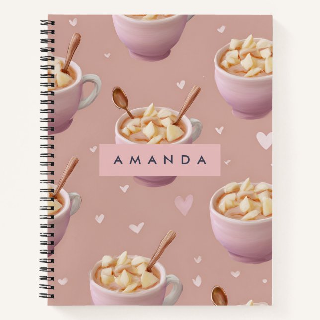 Cuaderno Patrón de té de canela de Apple Pastel personaliza (Anverso)