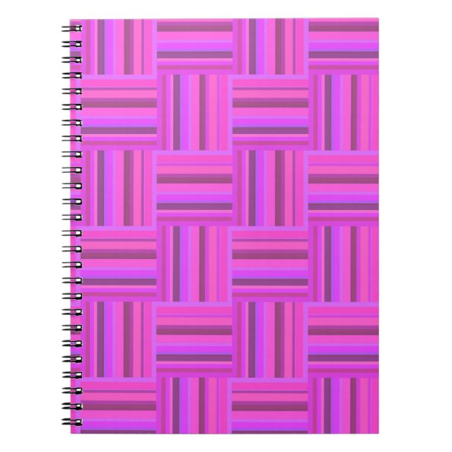 Cuaderno Patrón de tejido de rayas rosas (Frente)