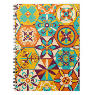 Cuaderno patrón de tejido de retazos vintage. Decoración de
