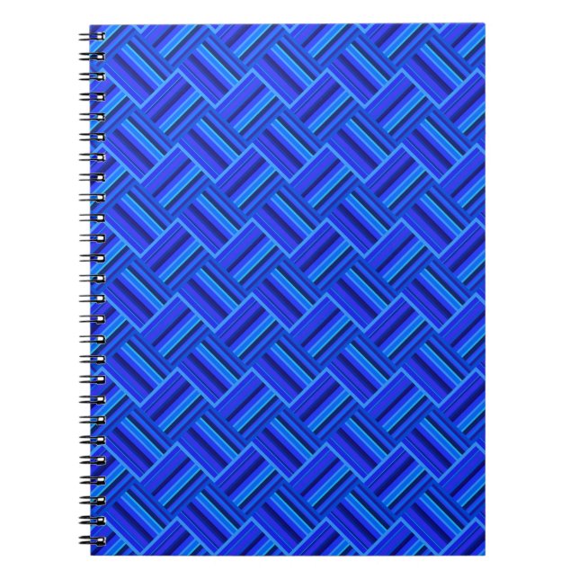 Cuaderno Patrón de tejido diagonal de franjas azules (Frente)