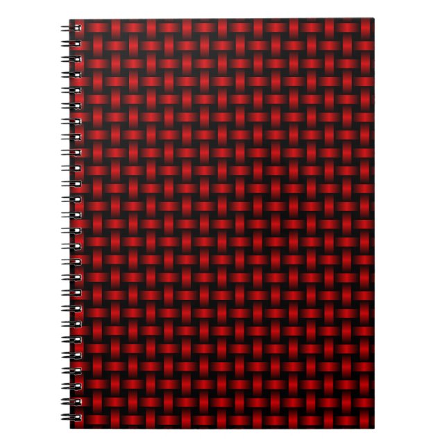 Cuaderno Patrón de Tejido Rojo y Negro (Frente)