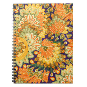 Cuaderno Patrón de tela vintage: textura de cierre.