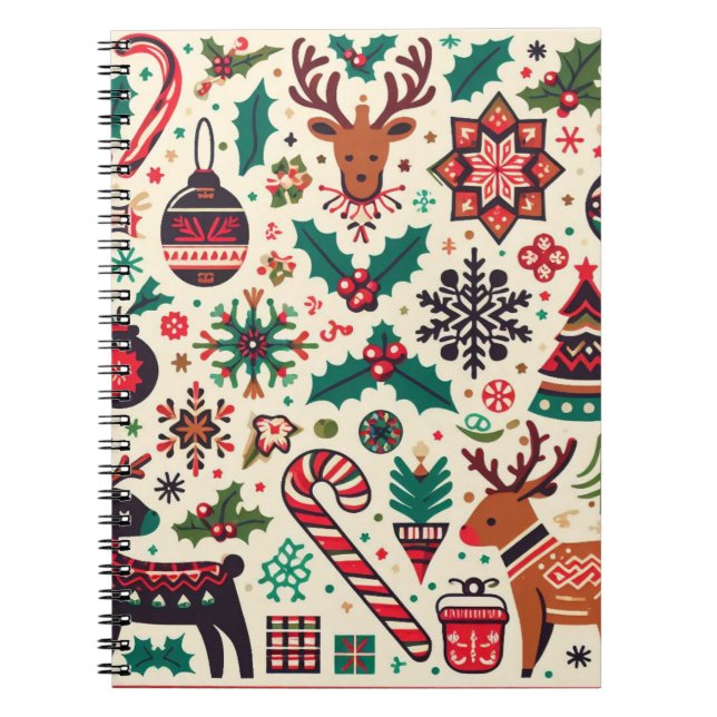 Cuaderno Patrón de temporada de Navidades lujosos (Frente)
