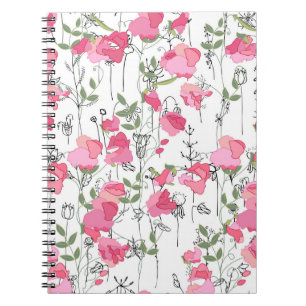 Cuaderno Patrón de temporada sin foco con guisantes dulces.