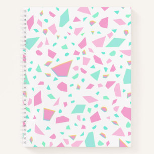 Cuaderno Patrón de Terrazzo Femenino Rosa y Verde