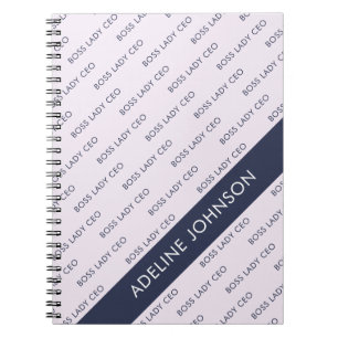 Cuaderno Patrón de texto de CEO Dama Jefa en Mauve Pálido