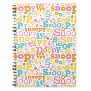 Cuaderno Patrón de texto Snoopy Pastel