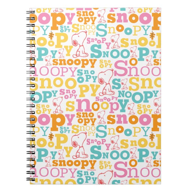 Cuaderno Patrón de texto Snoopy Pastel (Frente)