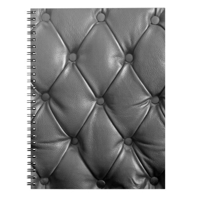 Cuaderno patrón de textura de cuero genuino negro usando co (Frente)
