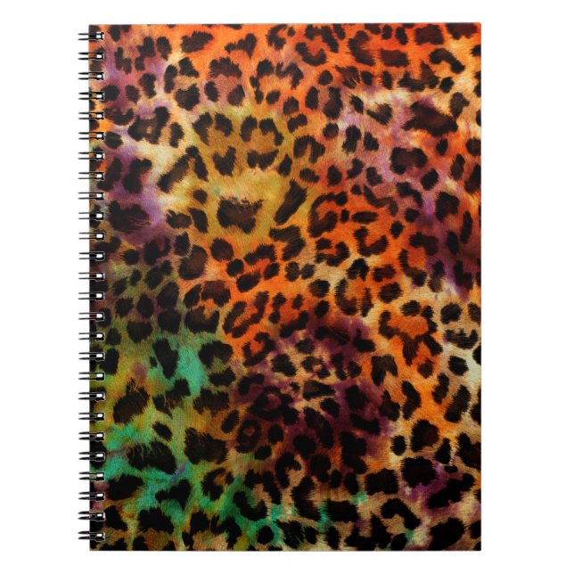 Cuaderno patrón de textura de leopardo colorido abstracto (Frente)