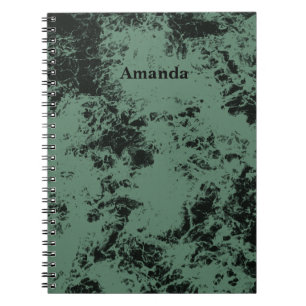 Cuaderno Patrón de textura de mármol en negro y verde