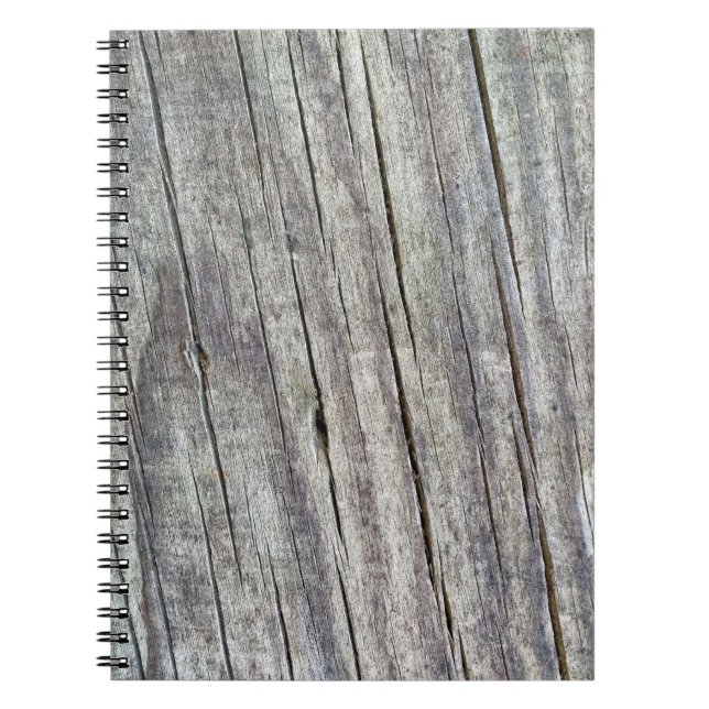 Cuaderno Patrón de textura de tablones de madera desgastada (Frente)