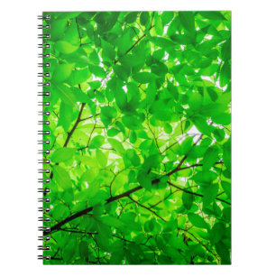 Cuaderno Patrón de textura giratoria de hoja de árbol