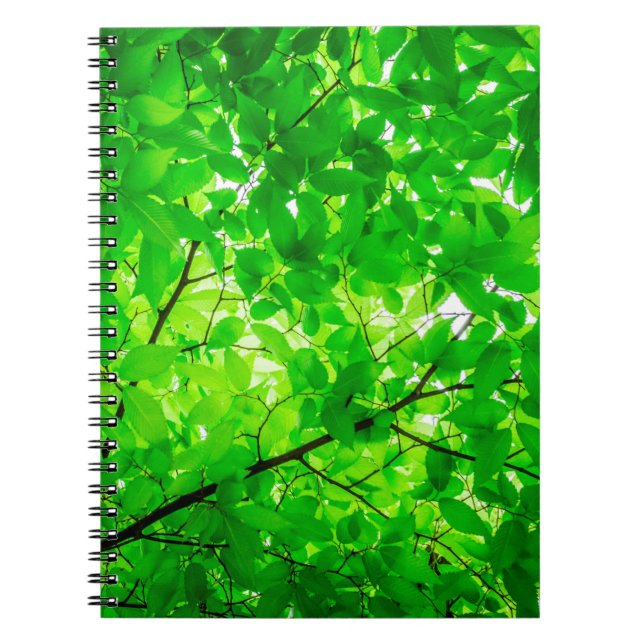 Cuaderno Patrón de textura giratoria de hoja de árbol (Frente)