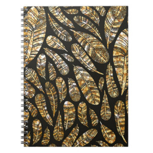 Cuaderno Patrón de textura sin foco de pluma dorada brillan