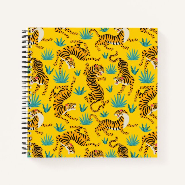 Cuaderno Patrón de tigre asiático dorado (Anverso)