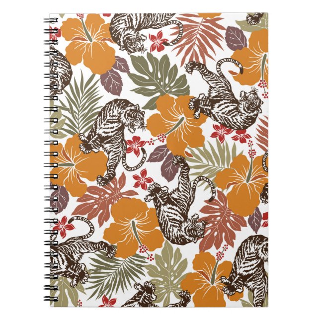 Cuaderno Patrón de tigre de Hibiscus (Frente)