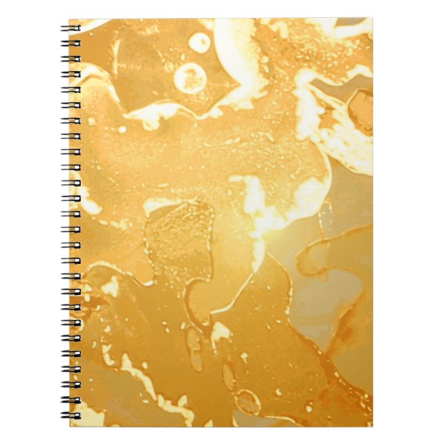 Cuaderno Patrón de tinta de mármol amarillo dorado (Frente)