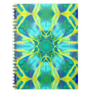 Cuaderno Patrón de tinte de cola azul cobalto y amarillo