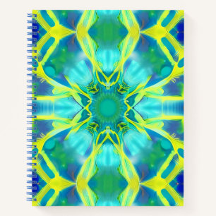 Cuaderno Patrón de tinte de cola azul cobalto y amarillo