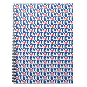 Cuaderno Patrón de tipografía de color blanco y azul