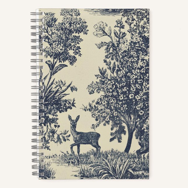 Cuaderno Patrón de toile de ciervo escénico botánico del bo (Anverso)