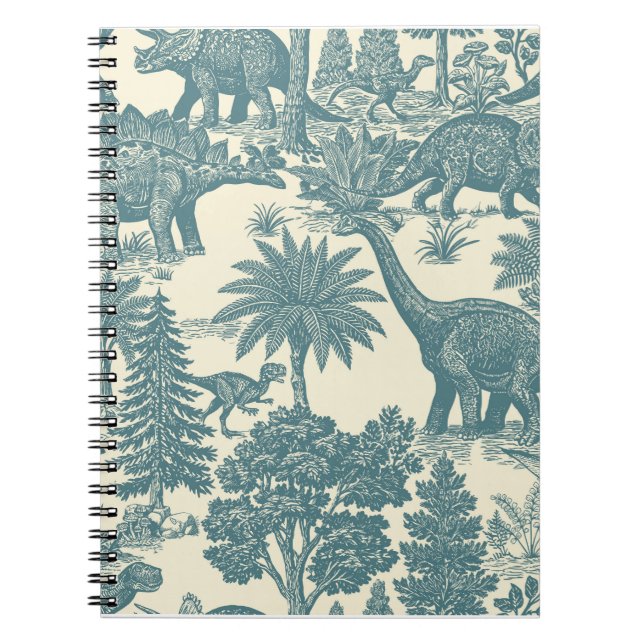 Cuaderno Patrón de toile de dinosaurio vintage  (Frente)