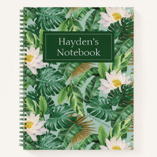 Cuaderno Patrón de toldo tropical blanco
