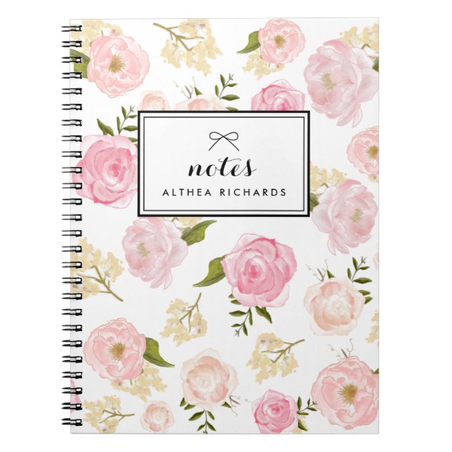 Cuaderno Patrón de tonos de agua rosados de Rubor Personali (Frente)