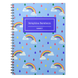 Cuaderno Patrón de tormenta de lluvia arcoiris de Kawaii pe