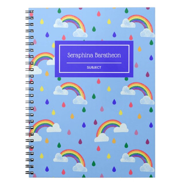 Cuaderno Patrón de tormenta de lluvia arcoiris de Kawaii pe (Frente)