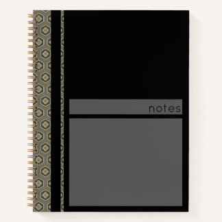 Cuaderno Patrón de Tortuga Japonesa Negro y Dorado