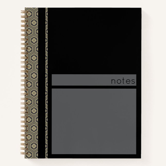 Cuaderno Patrón de Tortuga Japonesa Negro y Dorado (Anverso)
