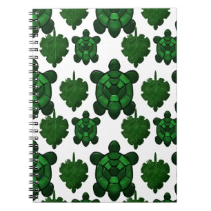 Cuaderno Patrón de tortuga linda y hojas