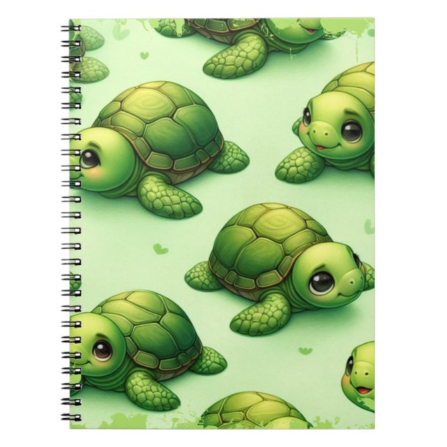 Cuaderno Patrón de tortugas felices (Frente)