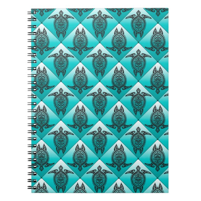 Cuaderno Patrón de Tortugas Marinas Shamanicas - cian (Frente)