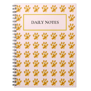 Cuaderno Patrón de traza dorada sobre rosa