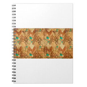 Cuaderno Patrón de trazo de colcha de grano marrón con estr