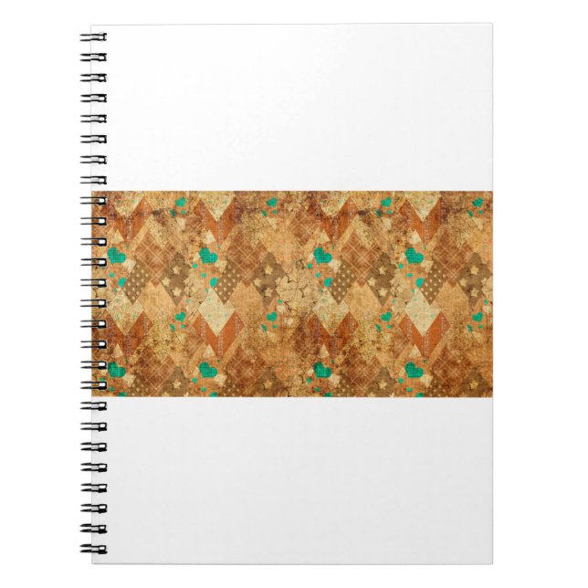 Cuaderno Patrón de trazo de colcha de grano marrón con estr (Frente)