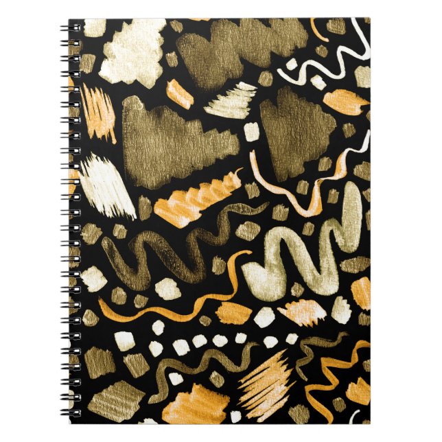 Cuaderno Patrón de trazos de pincel de acuarela abstracta (Frente)