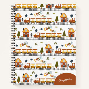 Cuaderno Patrón de tren Choo Choo Nombre de niño pequeño Es