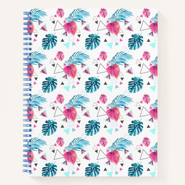 Cuaderno Patrón de triángulo de hoja tropical (Anverso)