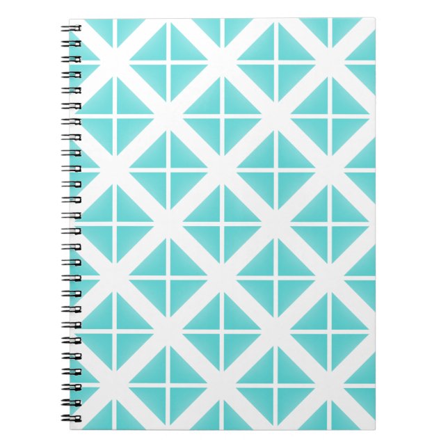 Cuaderno Patrón de triángulo de moda turquesa (Frente)