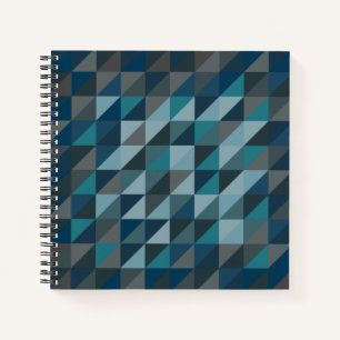 Cuaderno Patrón de triángulo geométrico en azul y gris