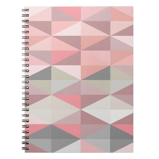 Cuaderno Patrón de triángulo geométrico rosado de Rubor (Frente)