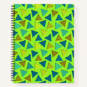 Cuaderno Patrón de triángulos verdes retro de los años 80-9