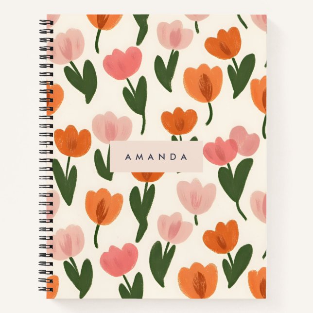 Cuaderno Patrón de tulipán de manantial cúbico personalizad (Anverso)