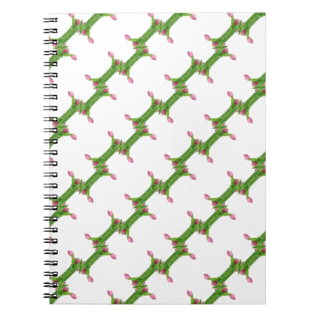 Cuaderno Patrón de tulipanes rosados (Frente)